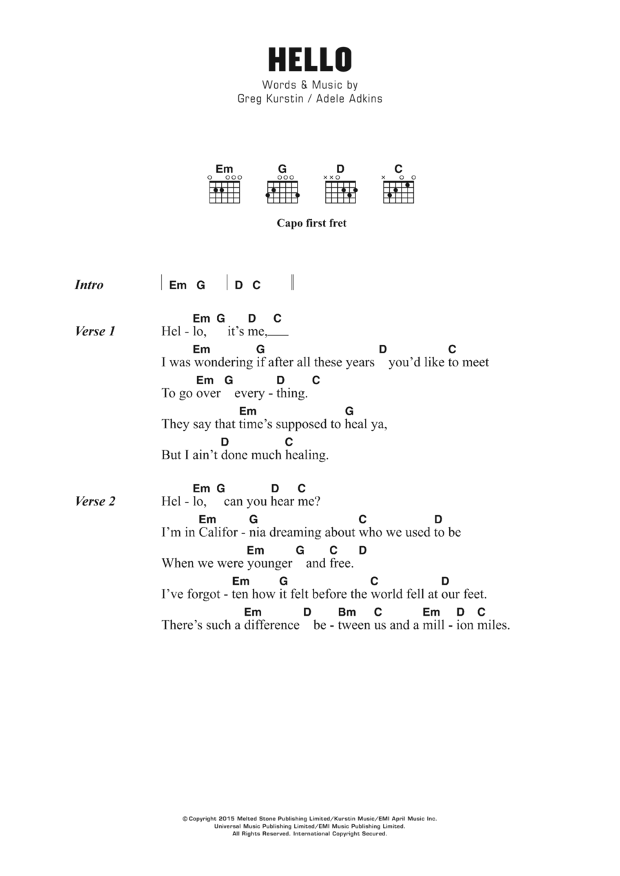 Hello Hello Acoustic Guitar scores gallery preview page 1