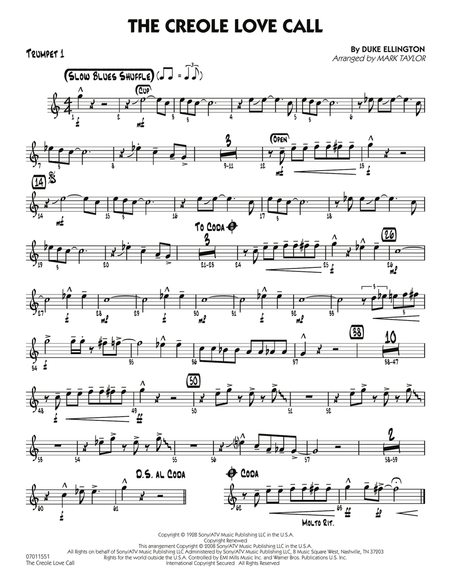 The Creole Love Call - Trumpet 1 Trumpet scores gallery preview page 1