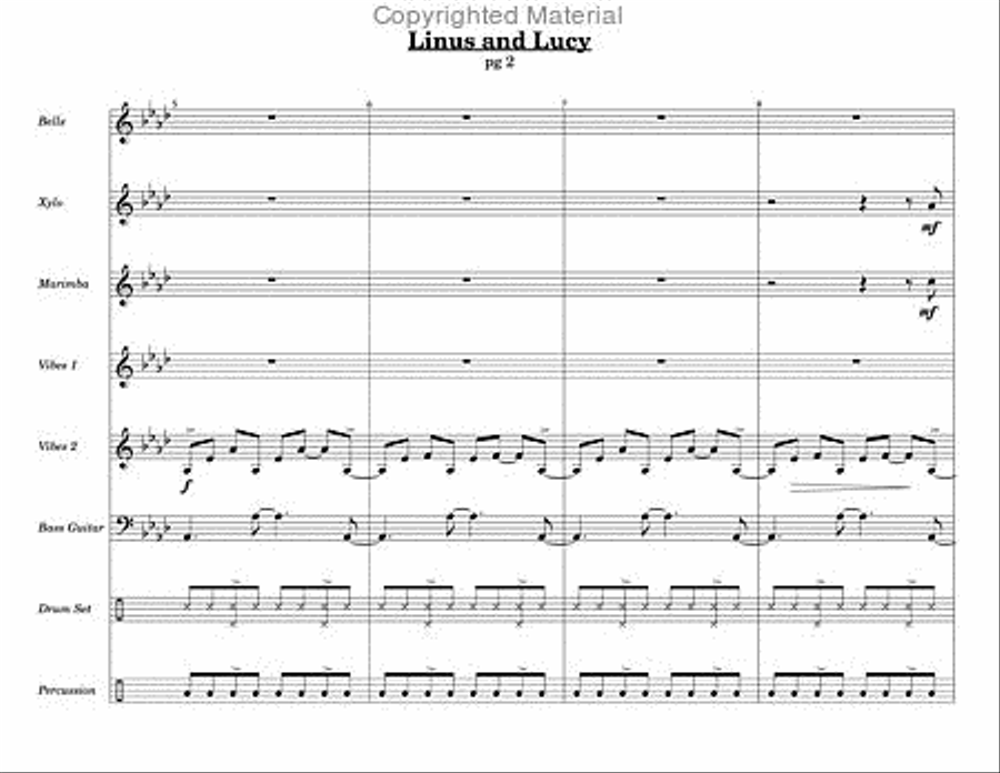 Linus and Lucy Linus and Lucy Percussion Ensemble scores gallery preview page 3