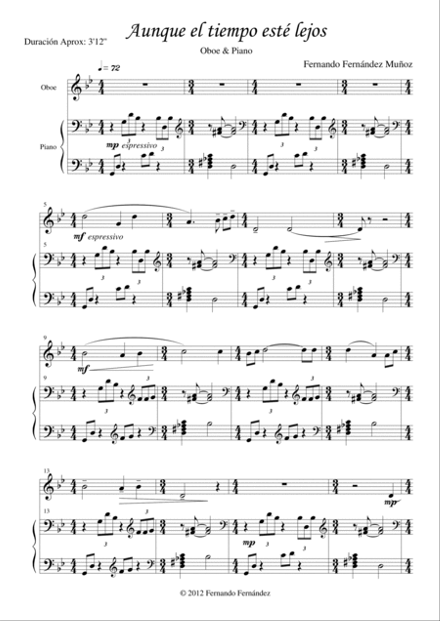 Aunque el tiempo esté lejos Piano scores gallery preview page 2