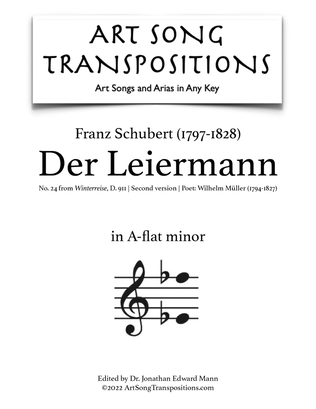 Book cover for SCHUBERT: Der Leiermann, D. 911 no. 24 (transposed to A-flat minor)