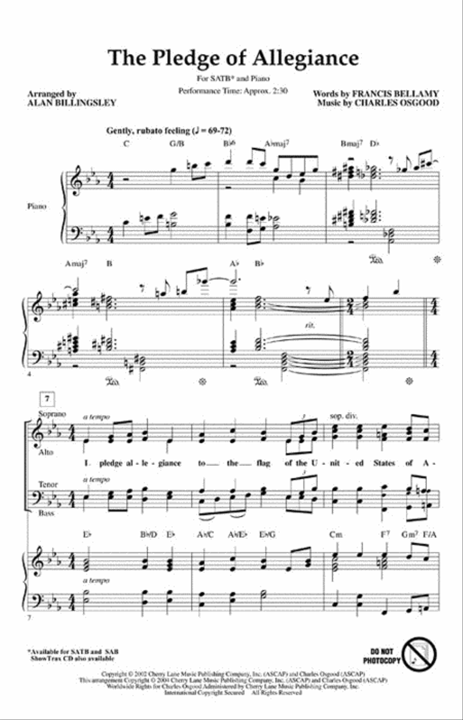 The Pledge of Allegiance The Pledge of Allegiance 4-Part scores gallery preview page 2