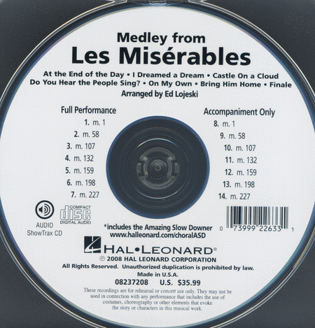 Les Miserables (Medley) - Showtrax Cd