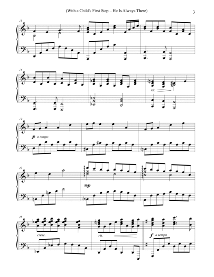 With a Child's First Step (He Is Always There) Piano Solo scores gallery preview page 2