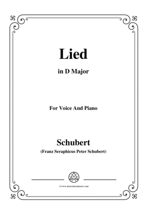Book cover for Schubert-Lied,in D Major,for Voice&Piano