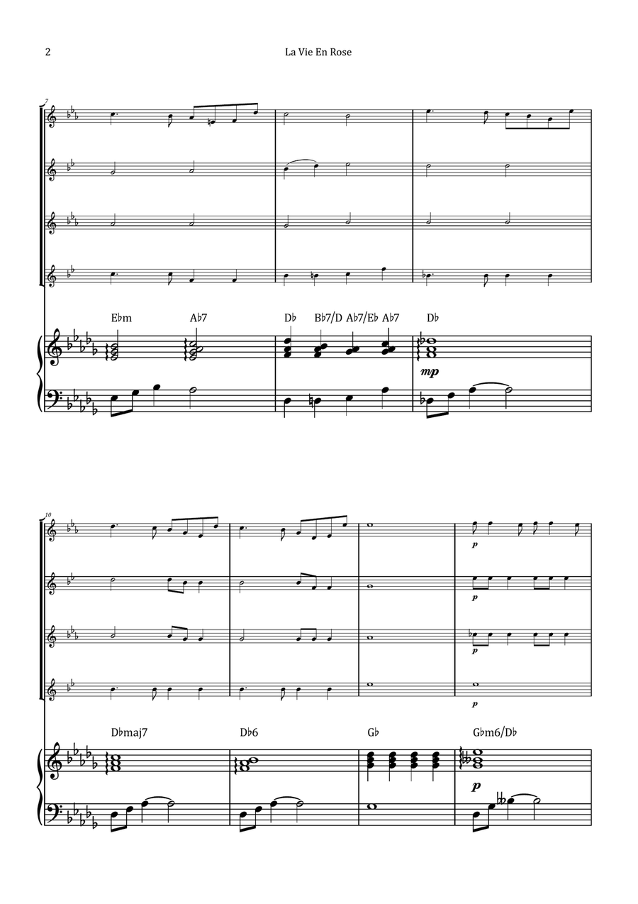 La Vie En Rose by Edith Piaf Saxophone Quartet - Digital Sheet Music page 2