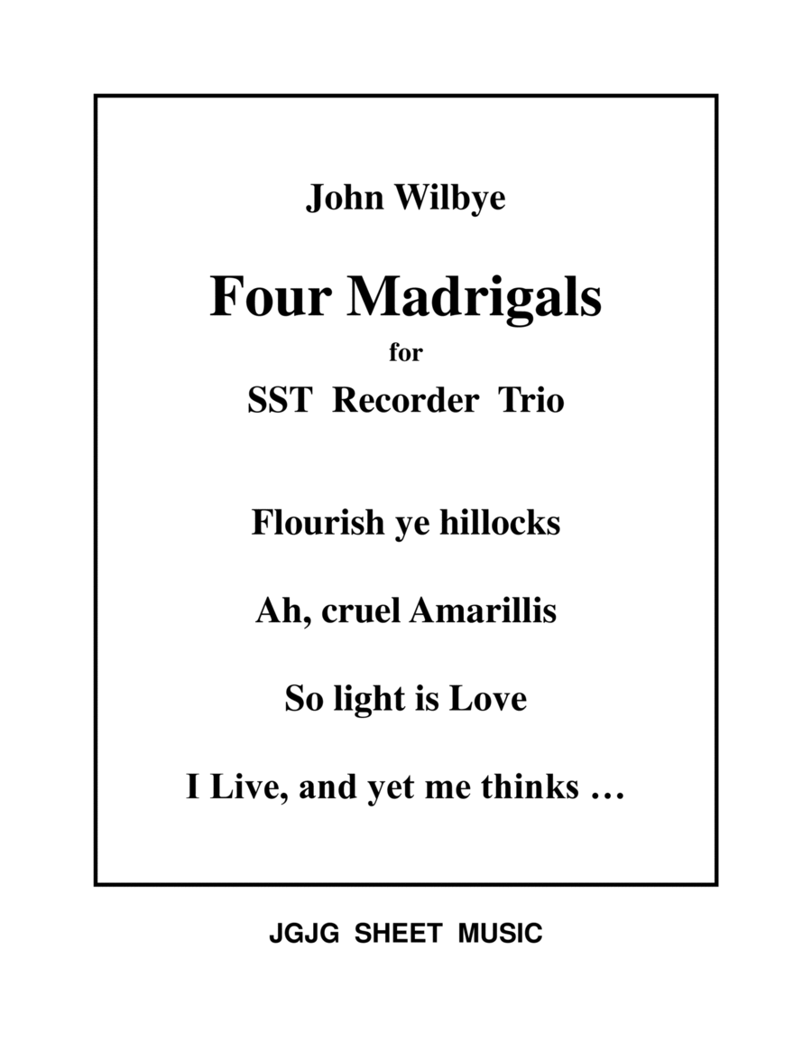 Four Wilbye Madrigals for SST Recorder Trio Recorder scores gallery preview page 1