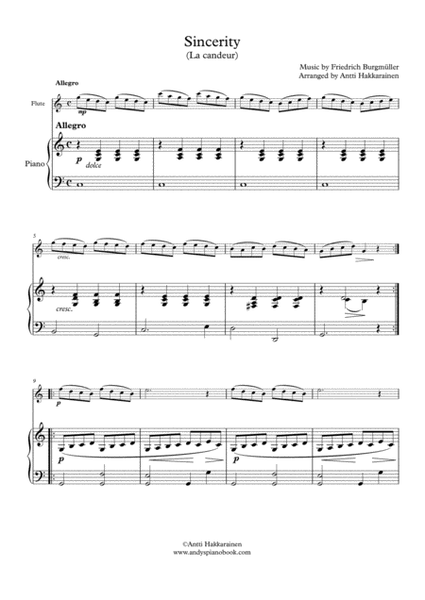 Sincerity (La candeur) Op. 100 by F. Burgmüller - Flute & Piano