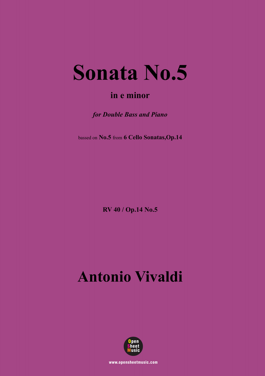 Vivaldi-Sonata No.5,in e minor,Op.14 No.5;RV 40 Piano scores gallery preview page 1
