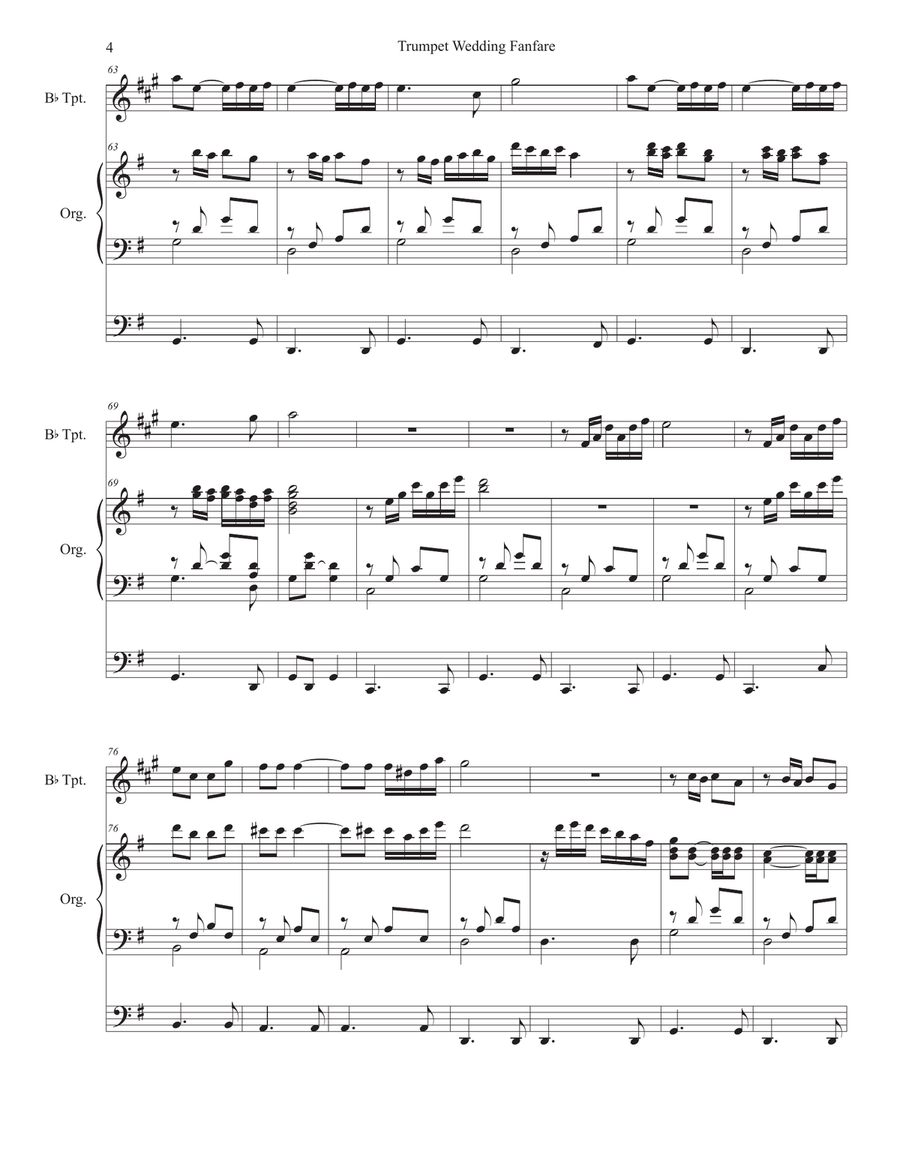 Trumpet Wedding Fanfare B-Flat Trumpet scores gallery preview page 4
