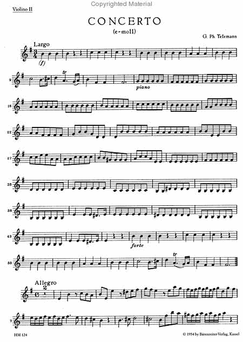 Concerto for Treble Recorder, Flute, Strings and Basso continuo e minor TWV 52:e1