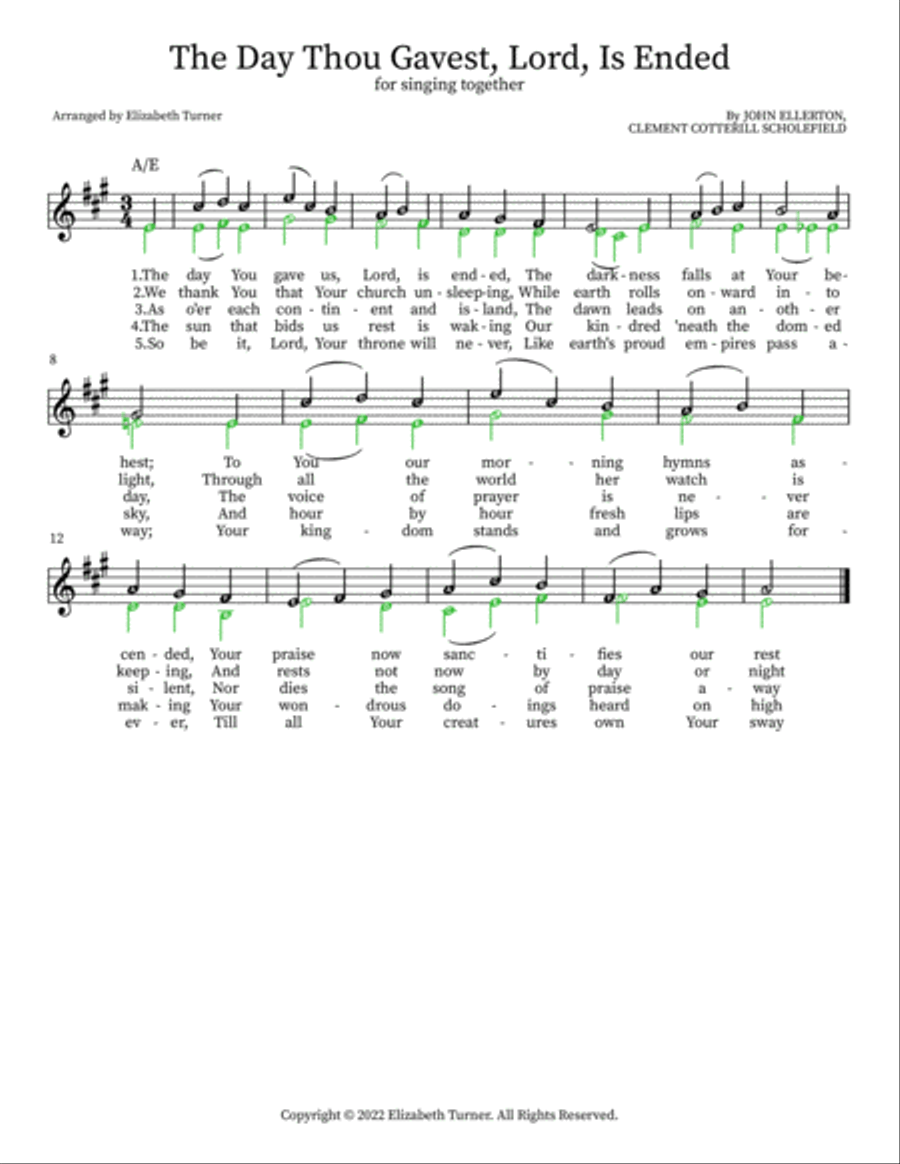The Day Thou Gavest, Lord, Is Ended 4-Part scores gallery preview page 2