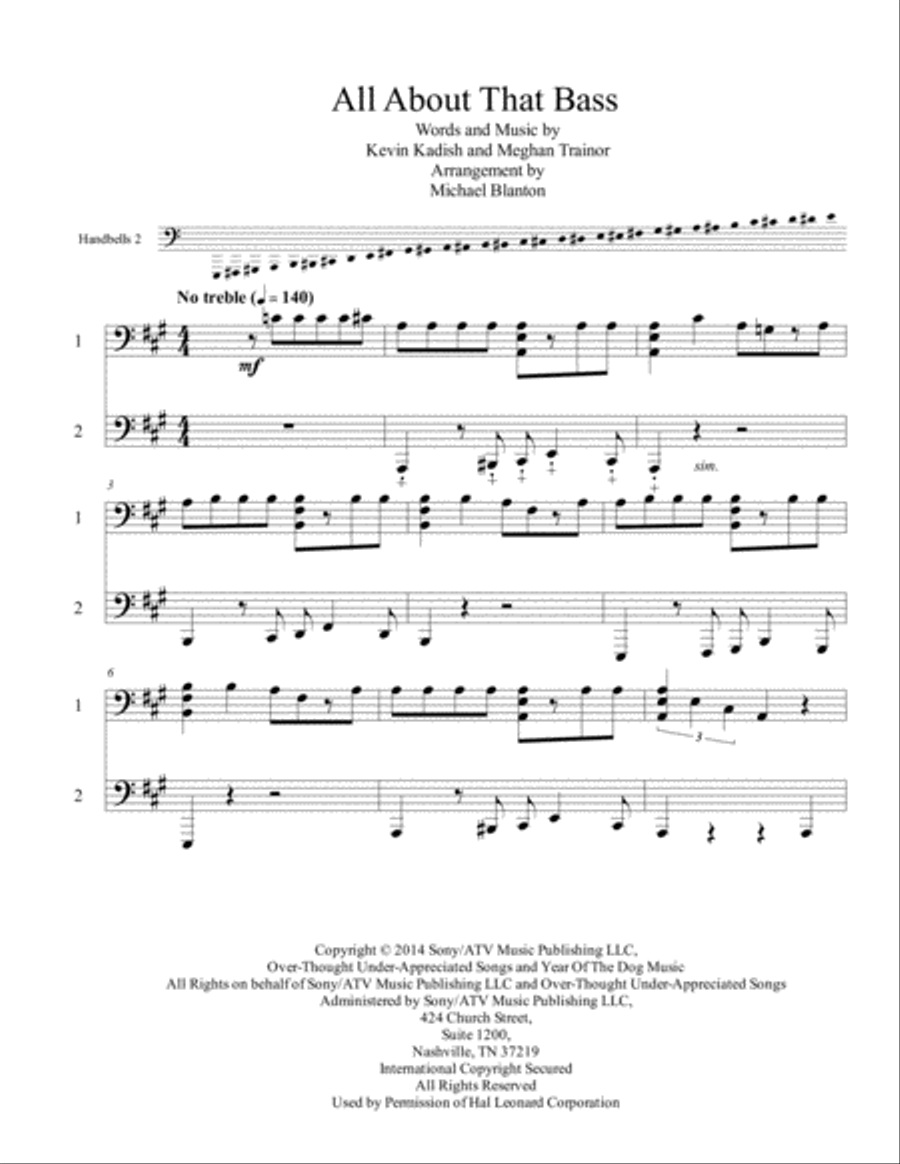 All About That Bass Handbell Choir scores gallery preview page 1