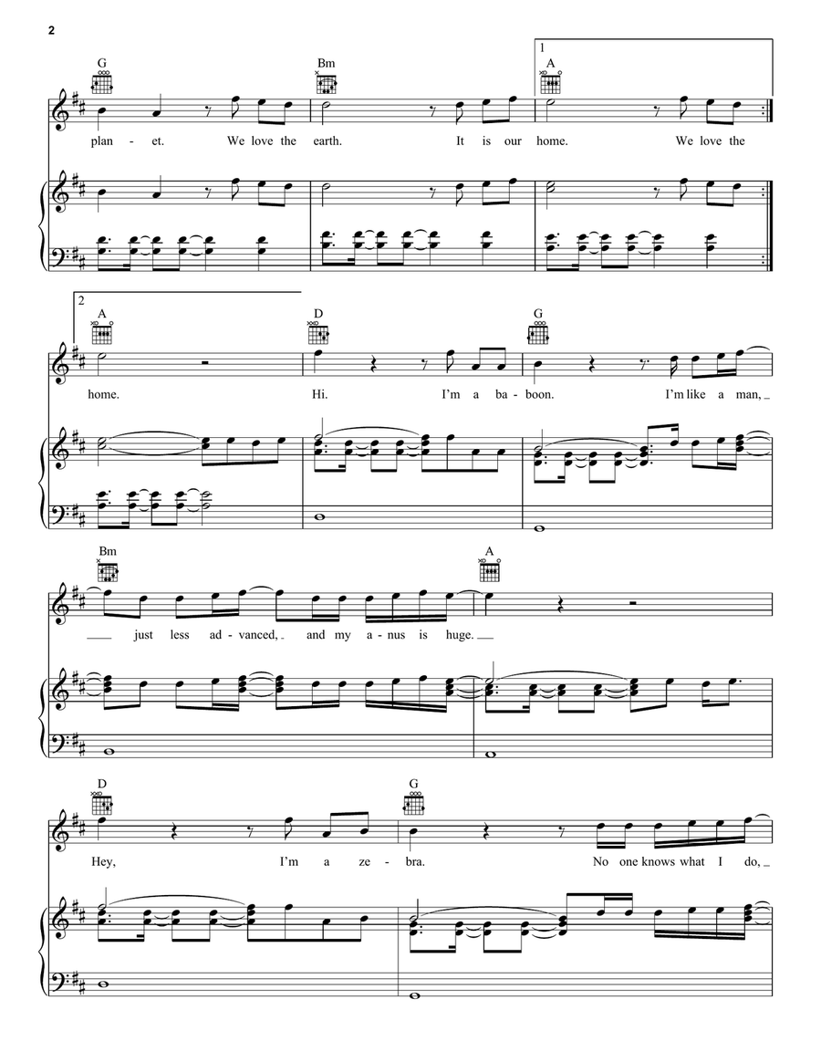 Earth Piano, Vocal, Guitar scores gallery preview page 2