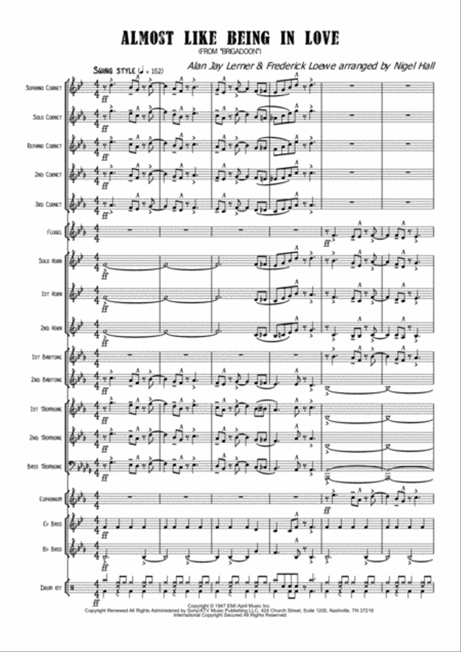 Almost Like Being In Love Brass Band scores gallery preview page 2