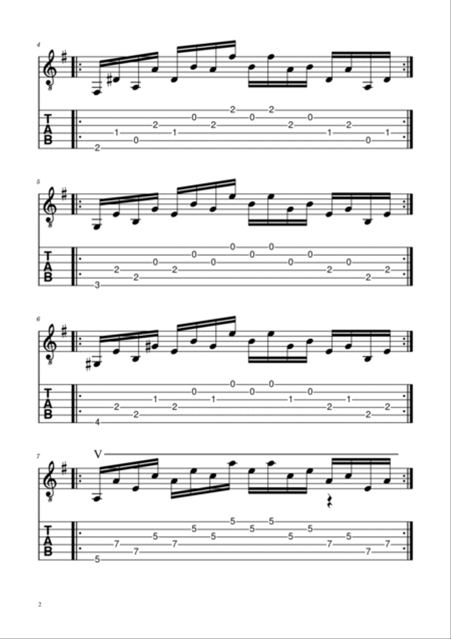 Villa Lobos - Etude No. 1 - TABs Acoustic Guitar scores gallery preview page 2