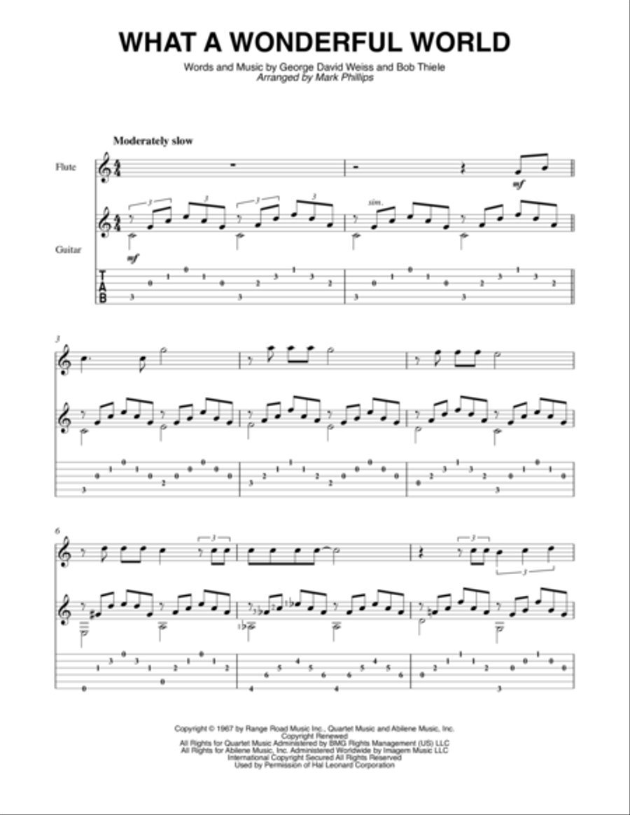 What A Wonderful World Flute scores gallery preview page 1