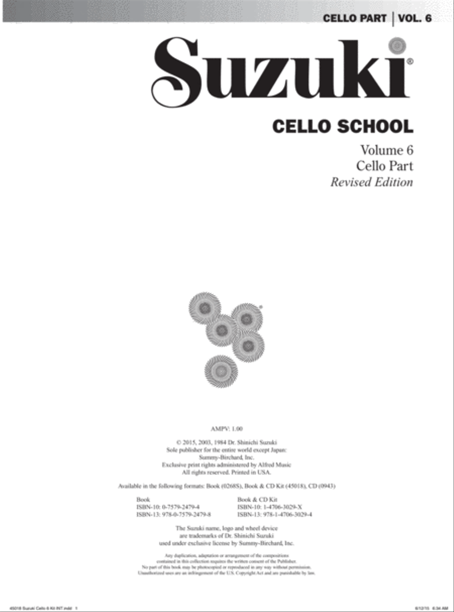 Suzuki Cello School, Volume 6 image number null