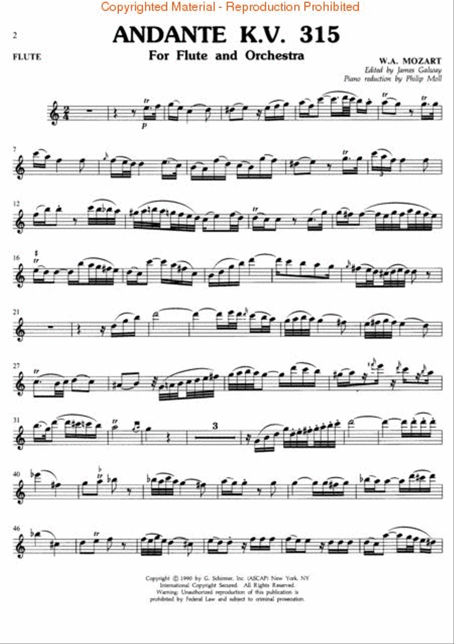 Andante in C Major, K.V.315 Flute Solo scores gallery preview page 2