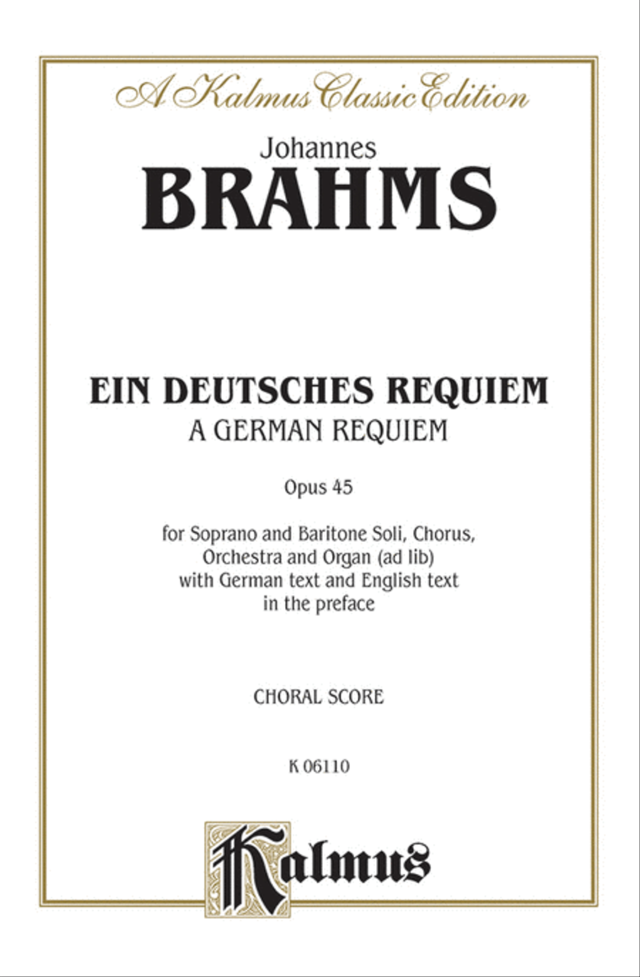 Book cover for A German Requiem (Ein Deutsches Requiem), Op. 45