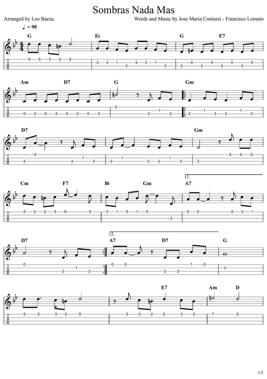SOMBRAS NADA MAS Ukulele scores gallery preview page 1