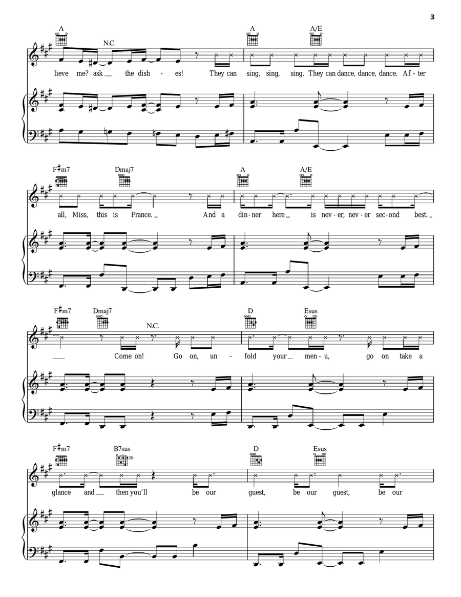 Be Our Guest (from Disney's Descendants) Piano, Vocal, Guitar scores gallery preview page 3