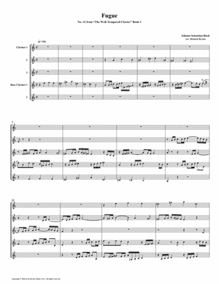Fugue 12 from Well-Tempered Clavier, Book 1 (Clarinet Quintet)