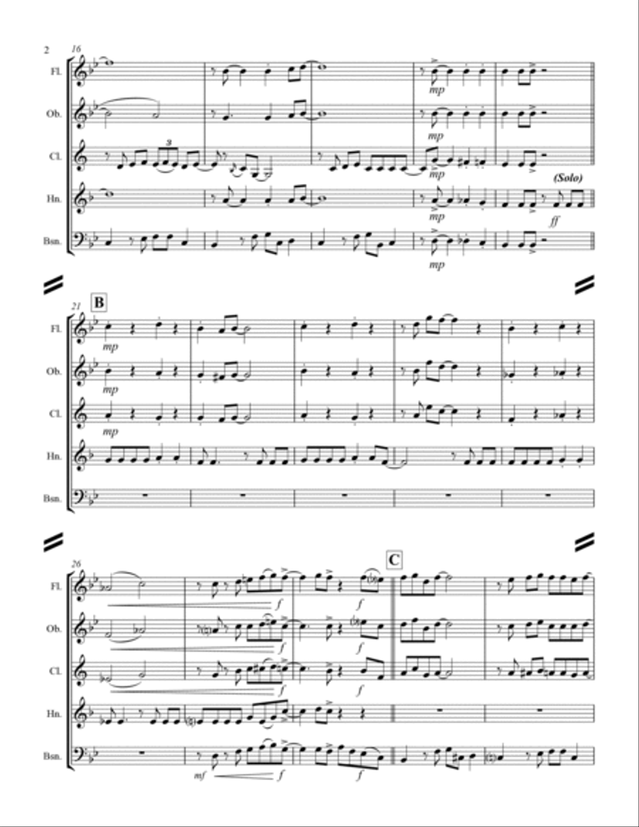 Blue Moon Blue Moon Woodwind Quintet scores gallery preview page 3