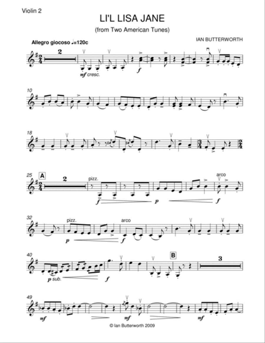 IAN BUTTERWORTH L'il Lisa Jane for string quartet String Quartet scores gallery preview page 6