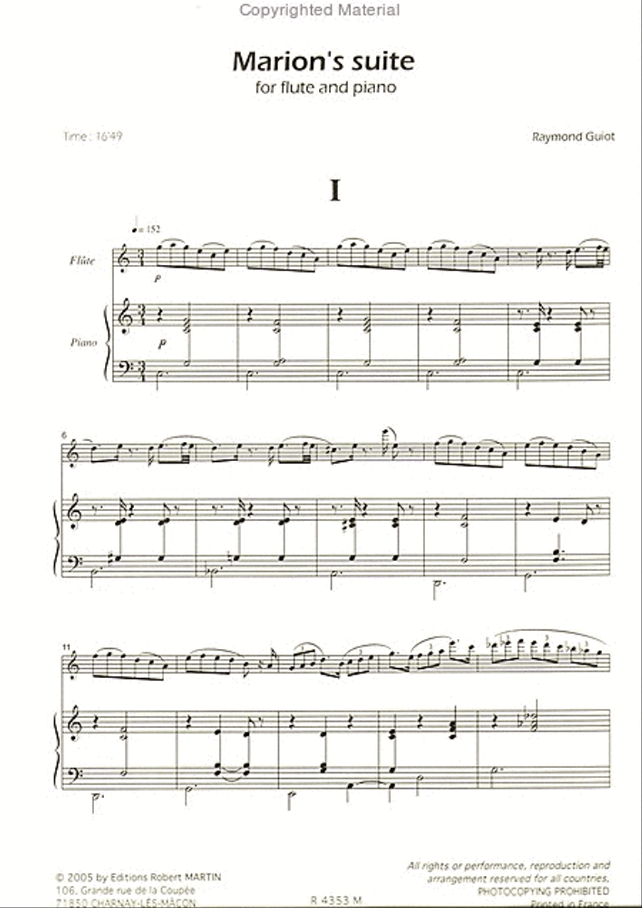 Marion's suite, pour flûte et piano Piano Accompaniment scores gallery preview page 2