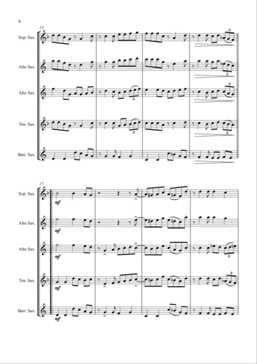 Take On Me Take On Me Saxophone Quartet scores gallery preview page 4