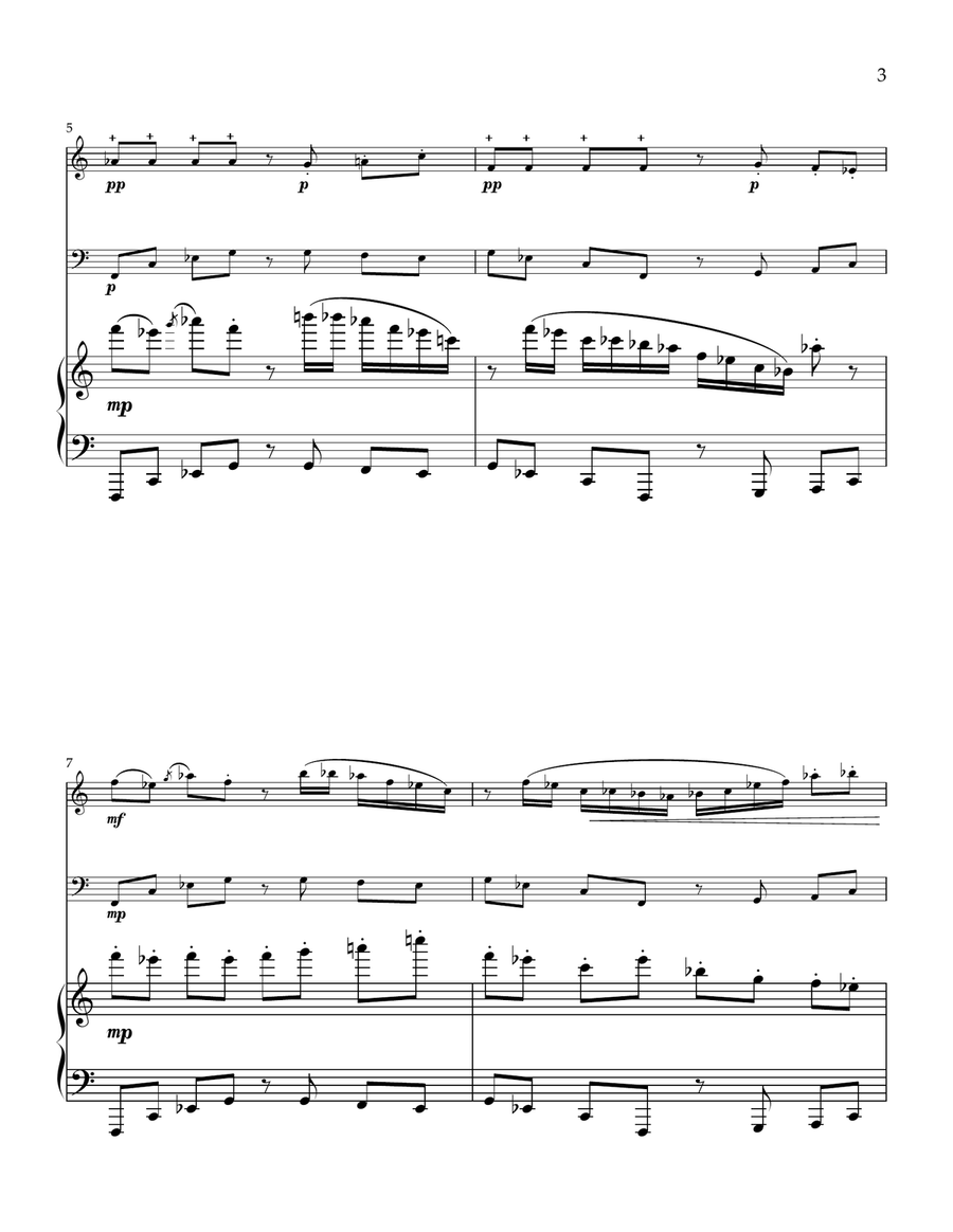 Trio for Flute Cello, and Piano Small Ensemble scores gallery preview page 3