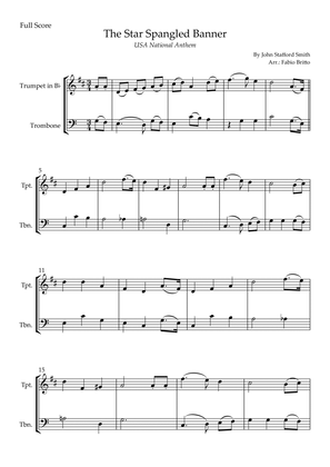 The Star Spangled Banner (USA National Anthem) for Trumpet in Bb & Trombone Duo