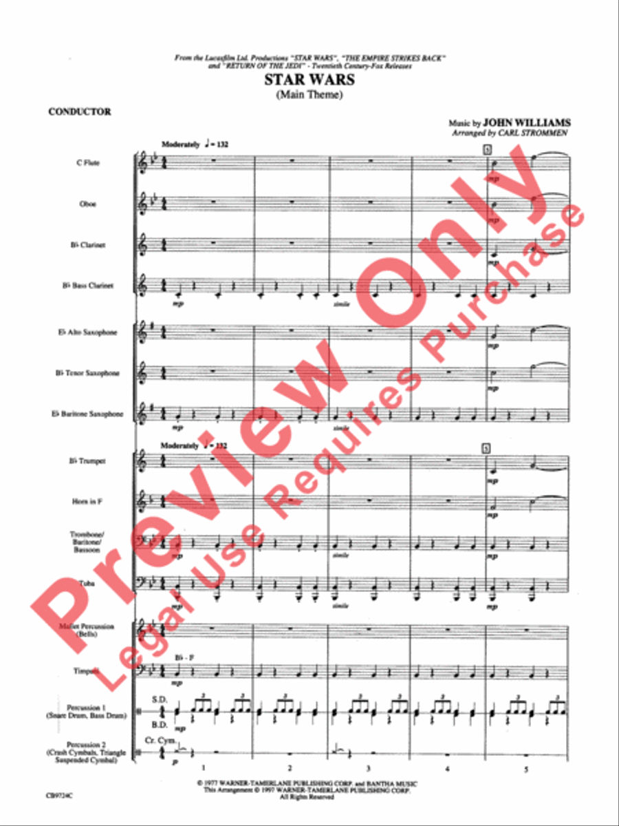 Star Wars Main Theme Concert Band scores gallery preview page 4