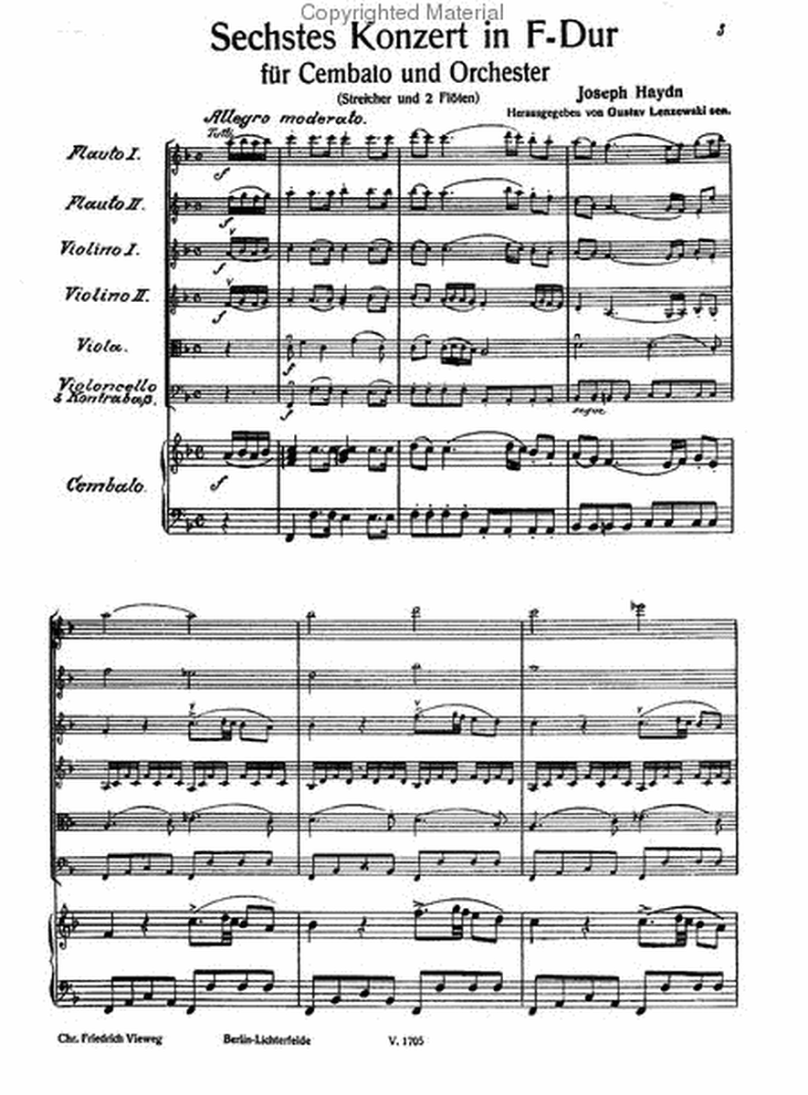 6. Konzert fur Cembalo (Klavier) und Streicher