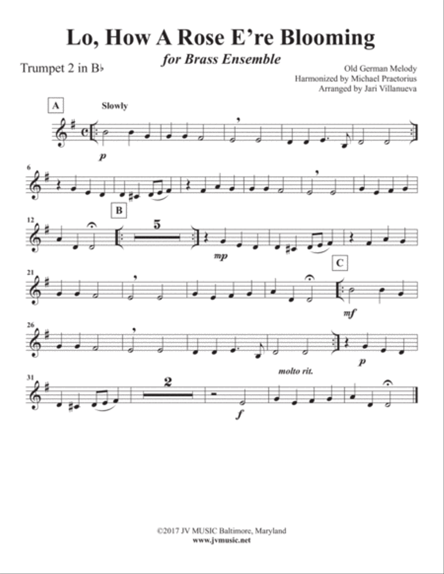 Lo, How A Rose E're Blooming for Brass Ensemble or Choir Brass Ensemble scores gallery preview page 6