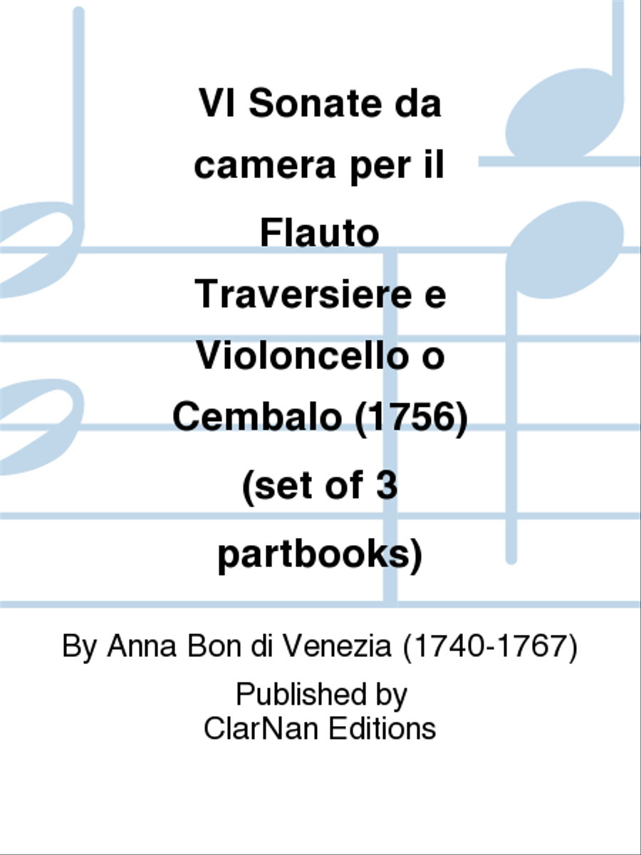 VI Sonate da camera per il Flauto Traversiere e Violoncello o Cembalo (1756) (set of 3 partbooks) Chamber Orchestra scores gallery preview page 1