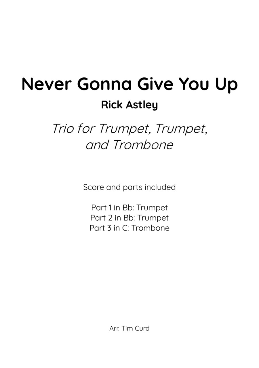 Never Gonna Give You Up Brass Ensemble scores gallery preview page 1