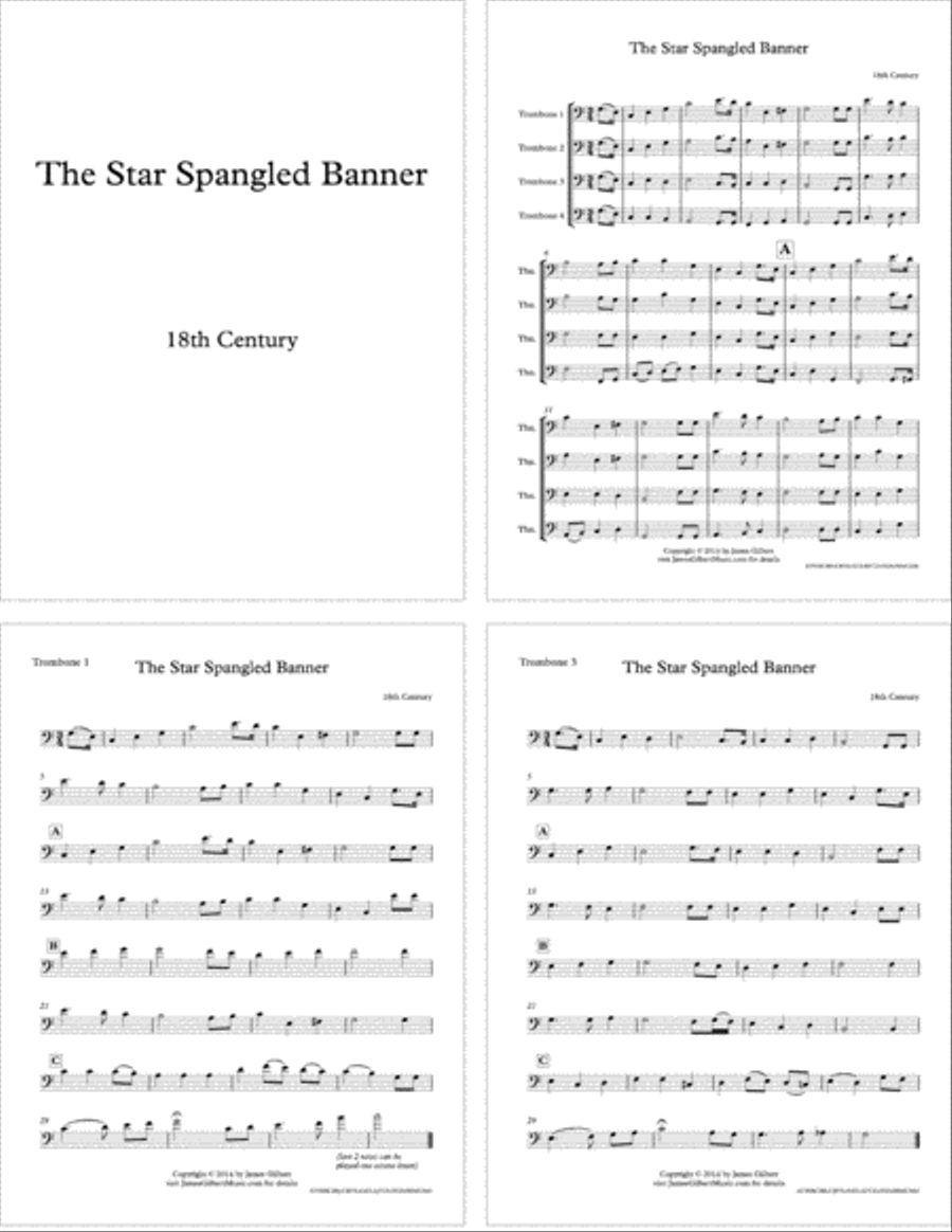 The Star Spangled Banner (National Anthem) Brass Ensemble scores gallery preview page 1
