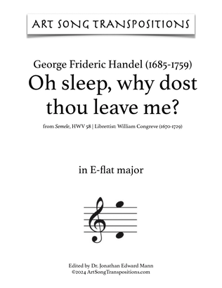Book cover for HANDEL: Oh sleep, why dost thou leave me? (transposed to E-flat major)