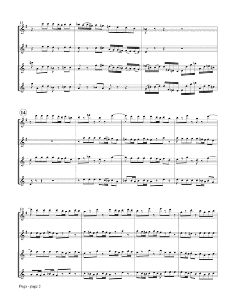 Fuga from Sonata No. 1, BWV 1001 for Flute Quartet
