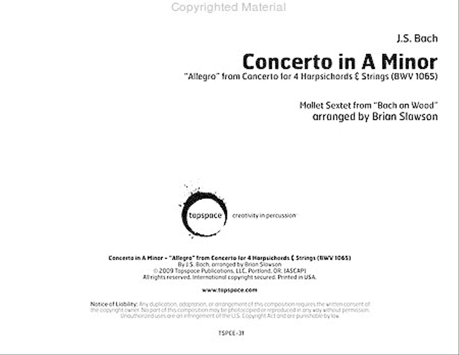 Concerto in A Minor Percussion Ensemble scores gallery preview page 2