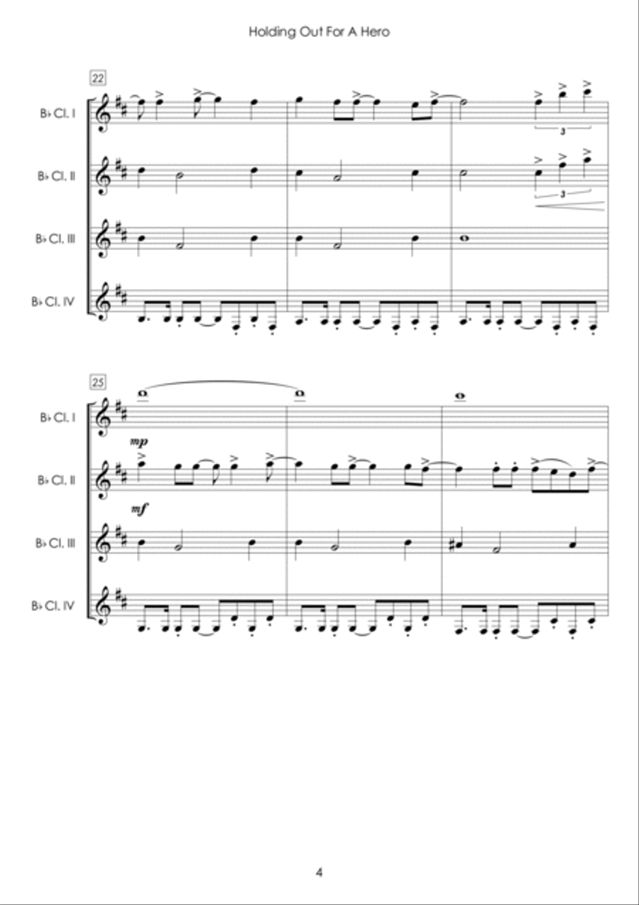 Holding Out For A Hero Holding Out For A Hero Woodwind Quartet scores gallery preview page 4