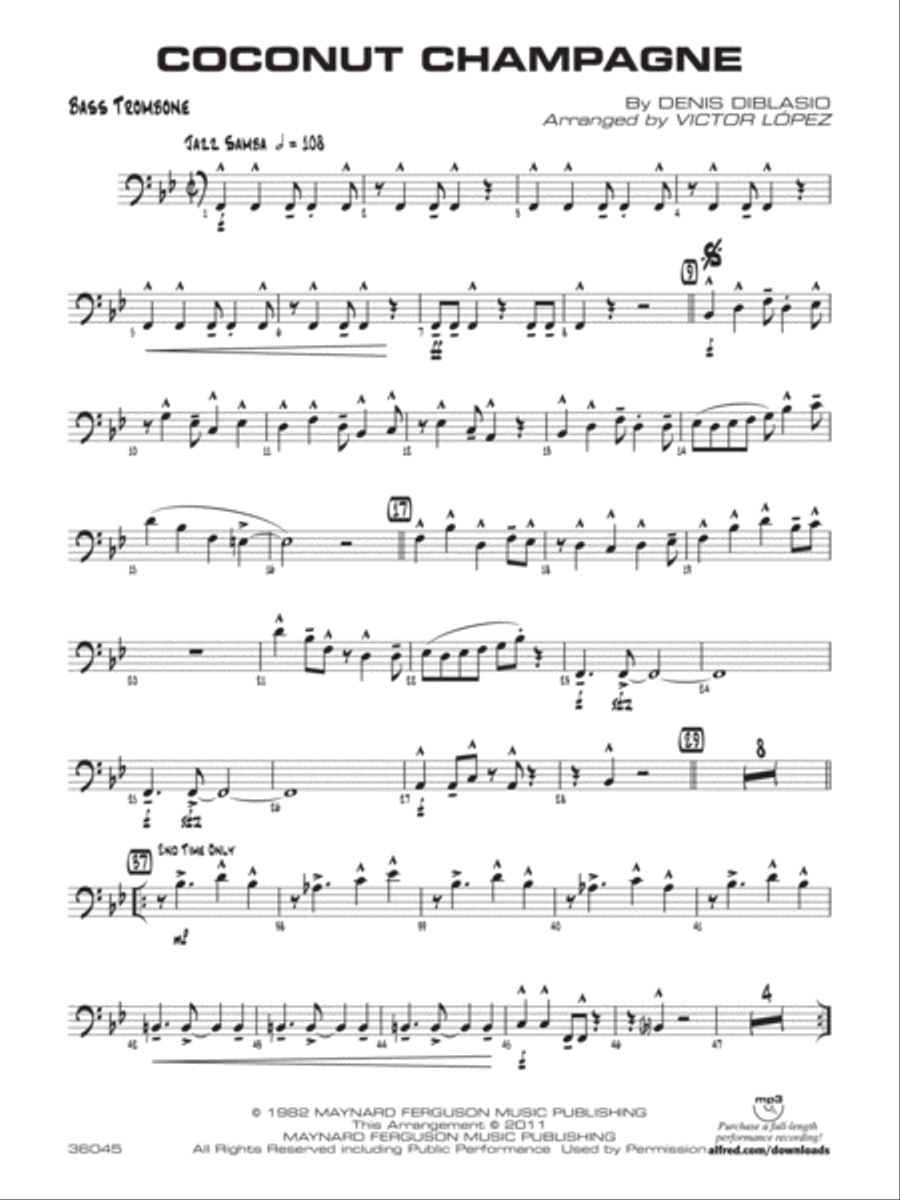 Coconut Champagne: 4th Trombone Jazz Ensemble scores gallery preview page 1