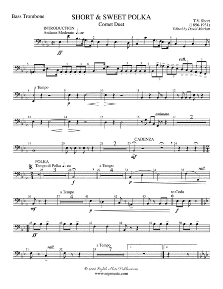 Short and Sweet (Cornet Duet and Concert Band): Bass Trombone