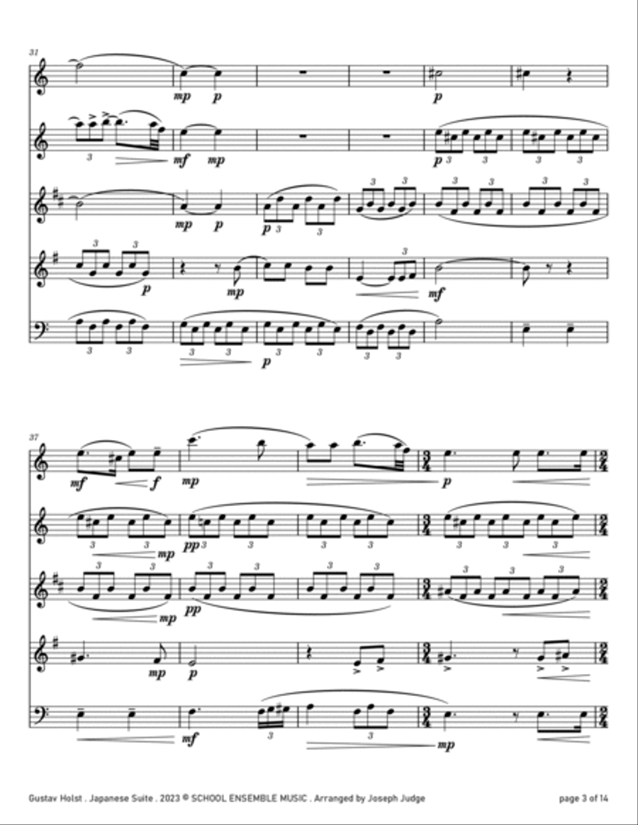 Japanese Suite by Holst for Woodwind Quintet in Schools Woodwind Quintet scores gallery preview page 3
