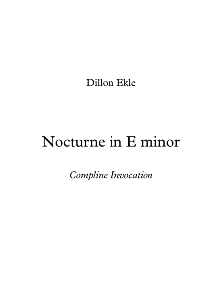 Nocturne in E minor (Compline Invocation) image number null