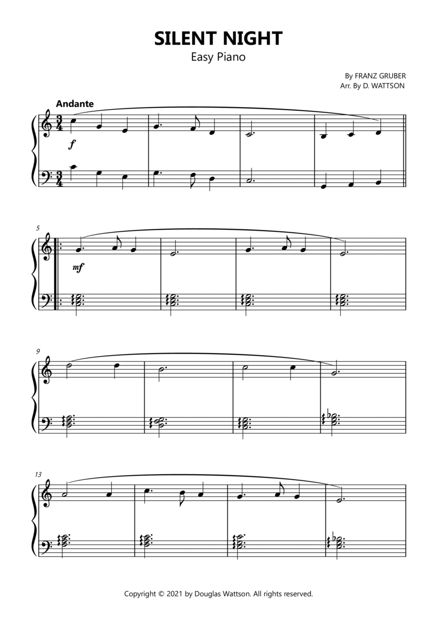 Silent Night piano sheet music Easy Piano scores gallery preview page 1