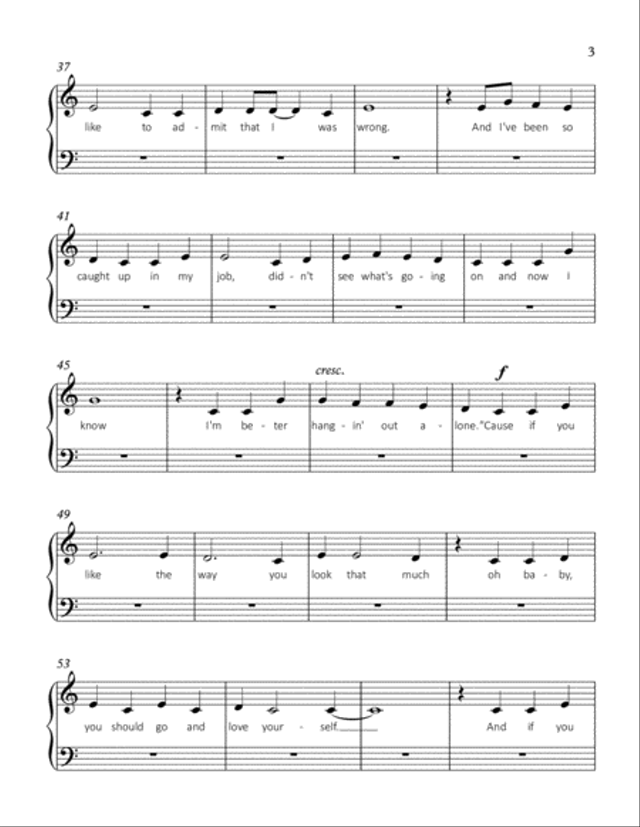 Love Yourself Easy Piano scores gallery preview page 3