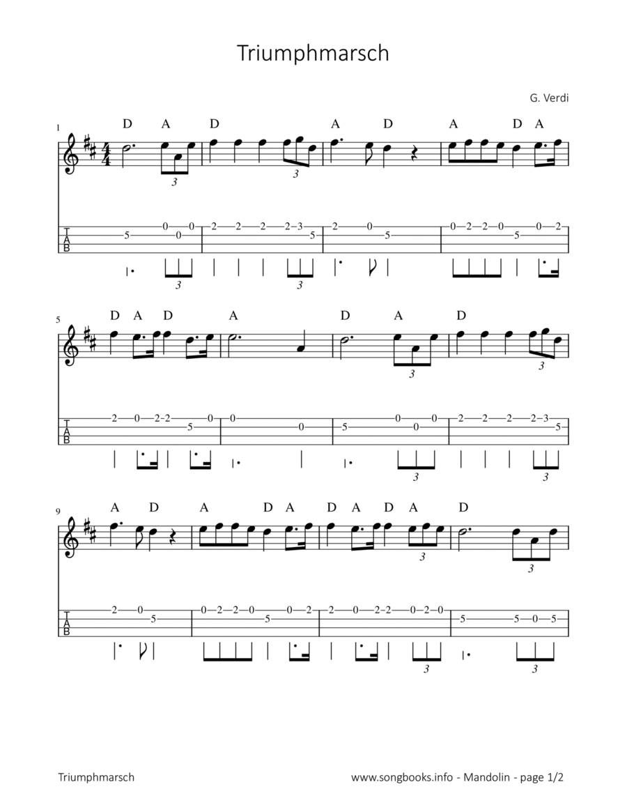 Triumphmarsch - G. Verdi Mandolin scores gallery preview page 1